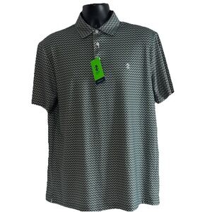 Izod Men's SwingFlex Elite Polo Shirt Green Size M Print Is Golf Tees NWT